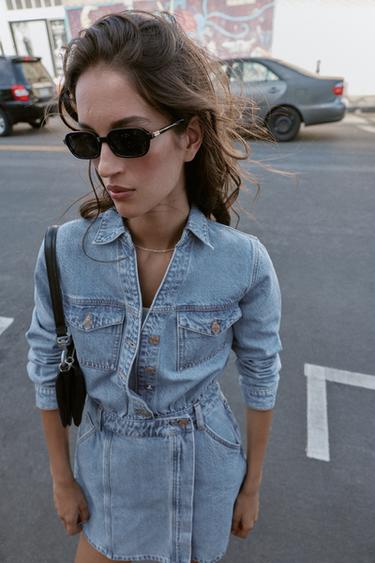 Z1975 SHORT DENIM DRESS - Mid-blue by Zara - Image 4