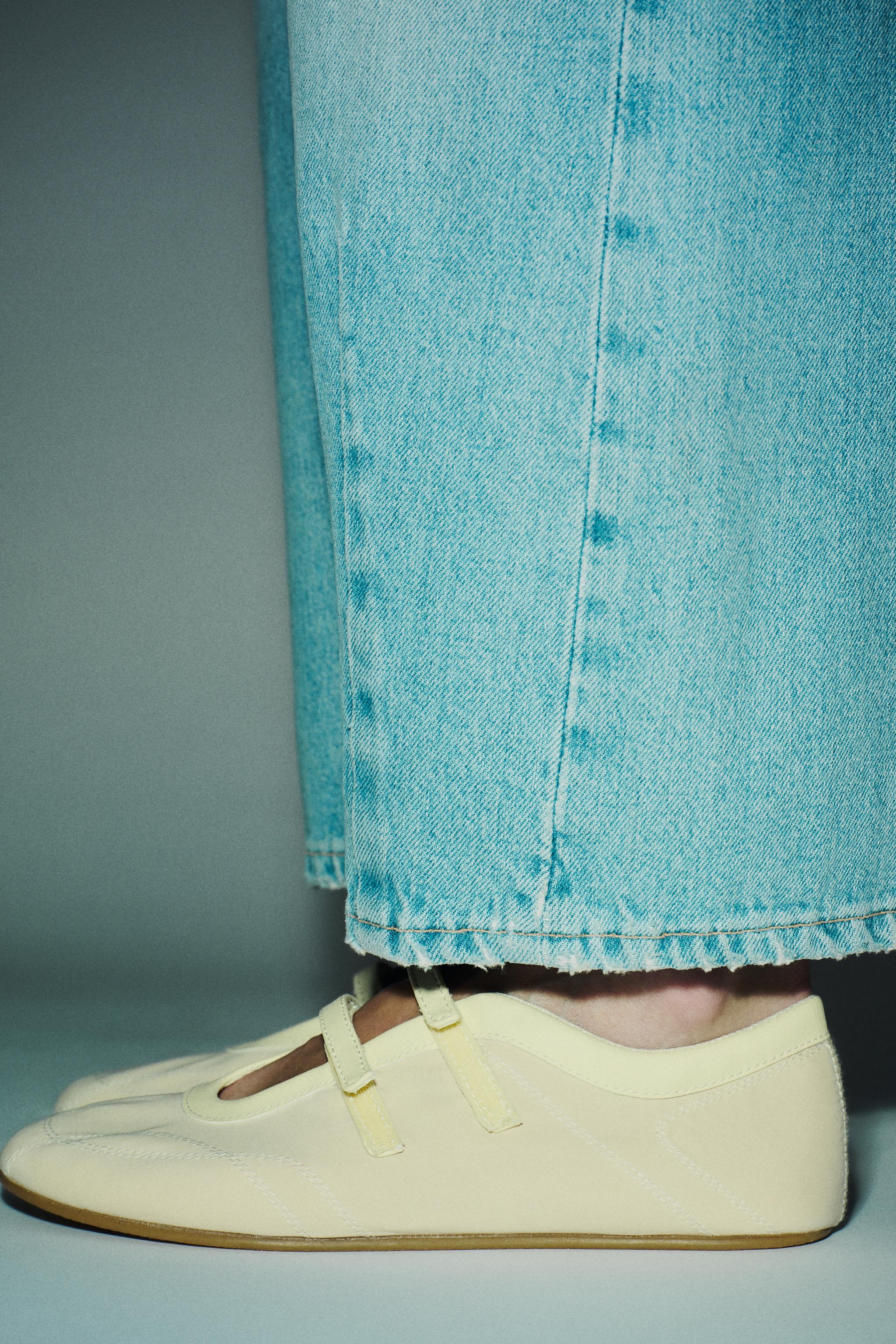 SATIN EFFECT TOPSTITCHED BALLET FLATS - Yellow | ZARA United