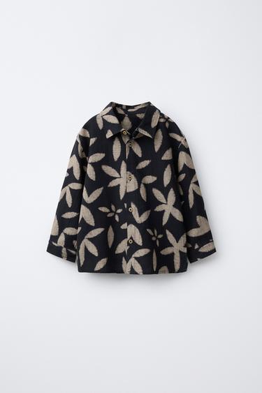 LEAF PRINT SHIRT - Black / Ecru by Zara - Image 1