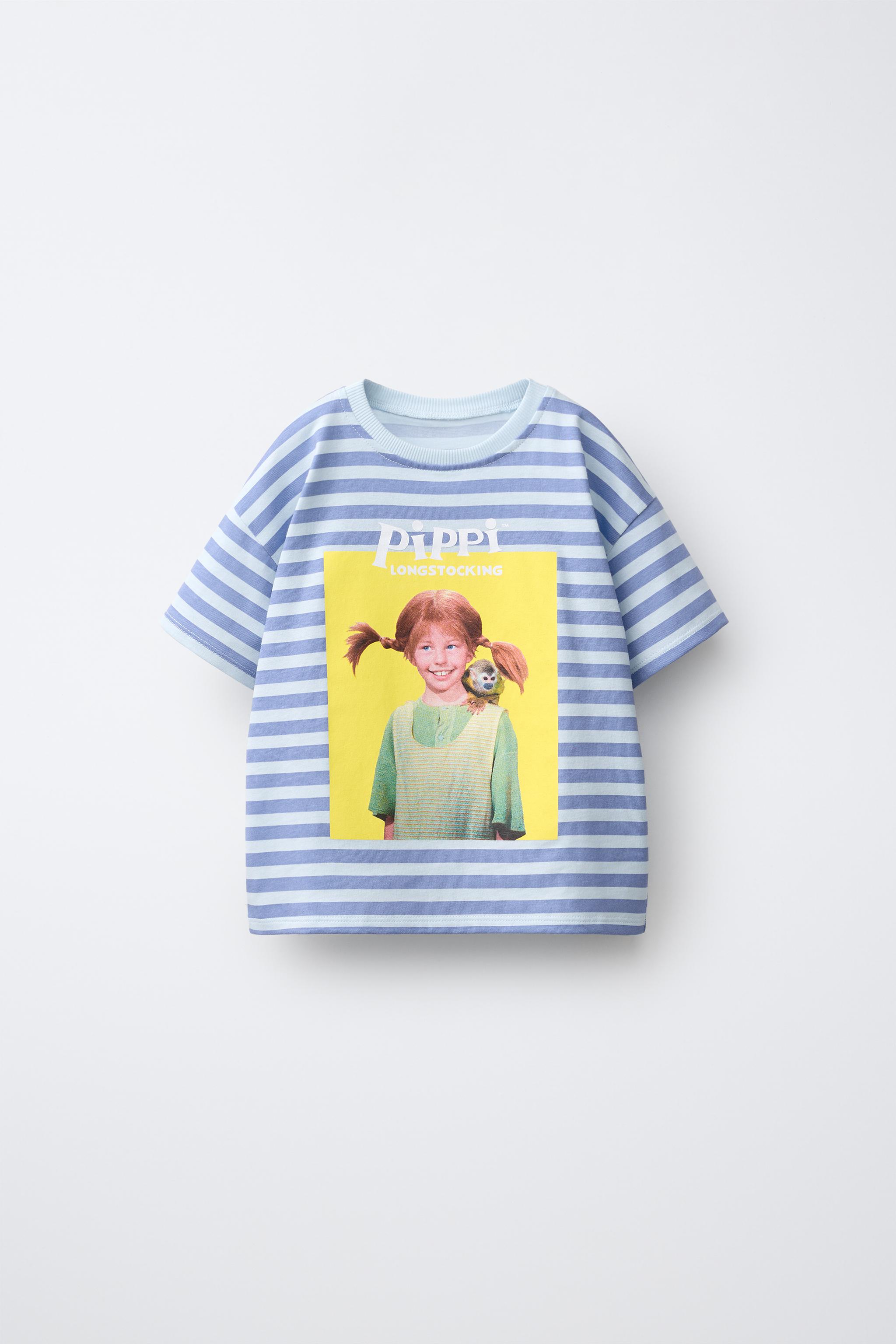 Детские футболки Zara PIPPI LONGSTOCKING © ASTRID LINDGREN COMPANY STRIPED T-SHIRT — фото 2