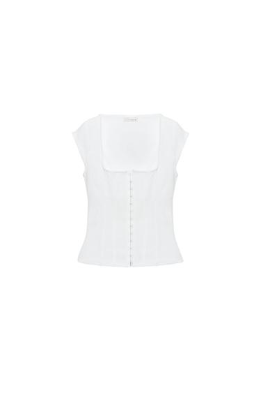 STRETCH CORSETRY-INSPIRED TOP - White by Zara