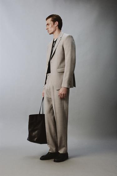 VESTE DE COSTUME CONFORT AVEC LAINE - Gris / Beige de Zara - Image 3