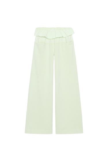 PANTALÓN CINTURA POPELÍN - Verde de Zara