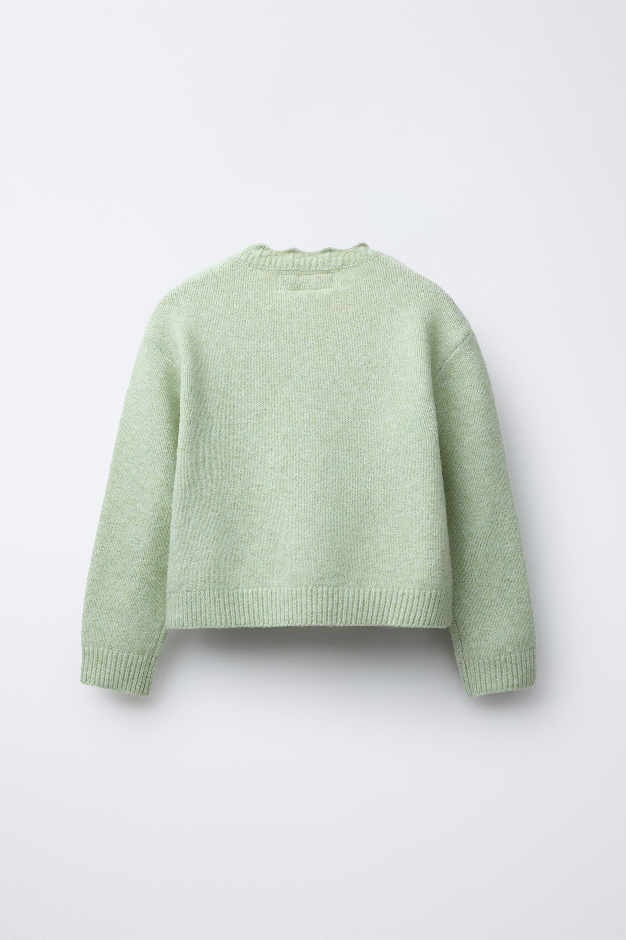 FLORAL CROCHET KNIT SWEATER Pastel green ZARA United Kingdom