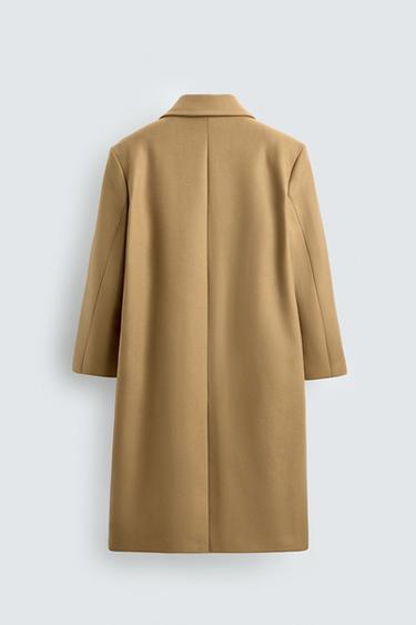 MANTEAU À BOUTONNAGE CROISÉ AVEC LAINE - Marron clair de Zara - Image 6