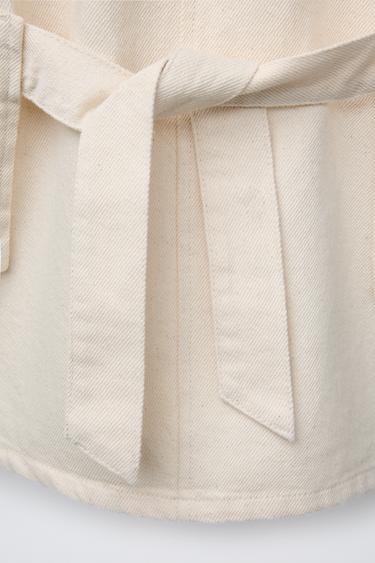TWILL DRESS WITH BOW BELT - Ecru by Zara - Image 2