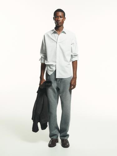 Zara Striped cotton blend shirt - Blue