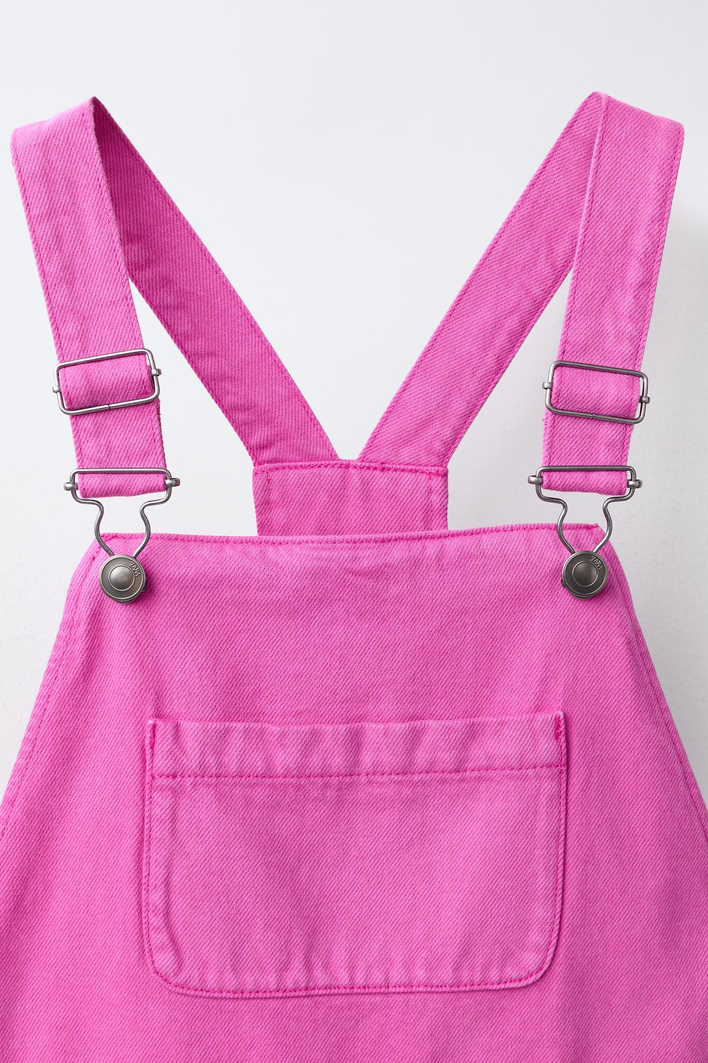 Детские платья Zara Twill Pocket Pinafore, цвет: Фуксия — фото 3