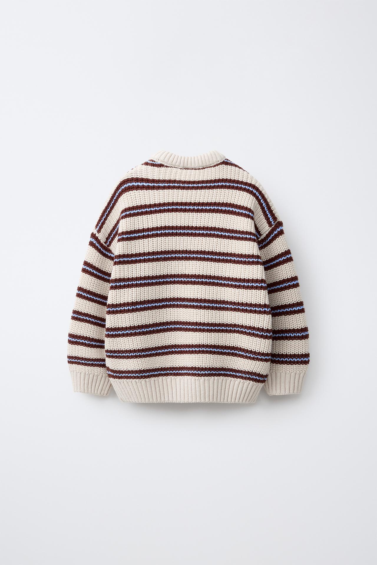 MICKEY MOUSE © DISNEY STRIPED KNIT SWEATER — Brown-Blue