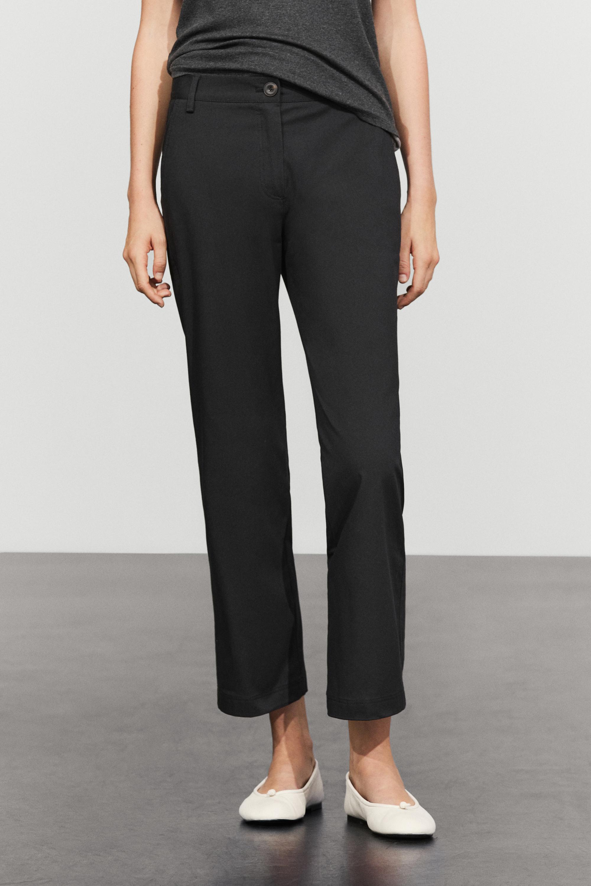 Cotton blend kick flare pants — Black