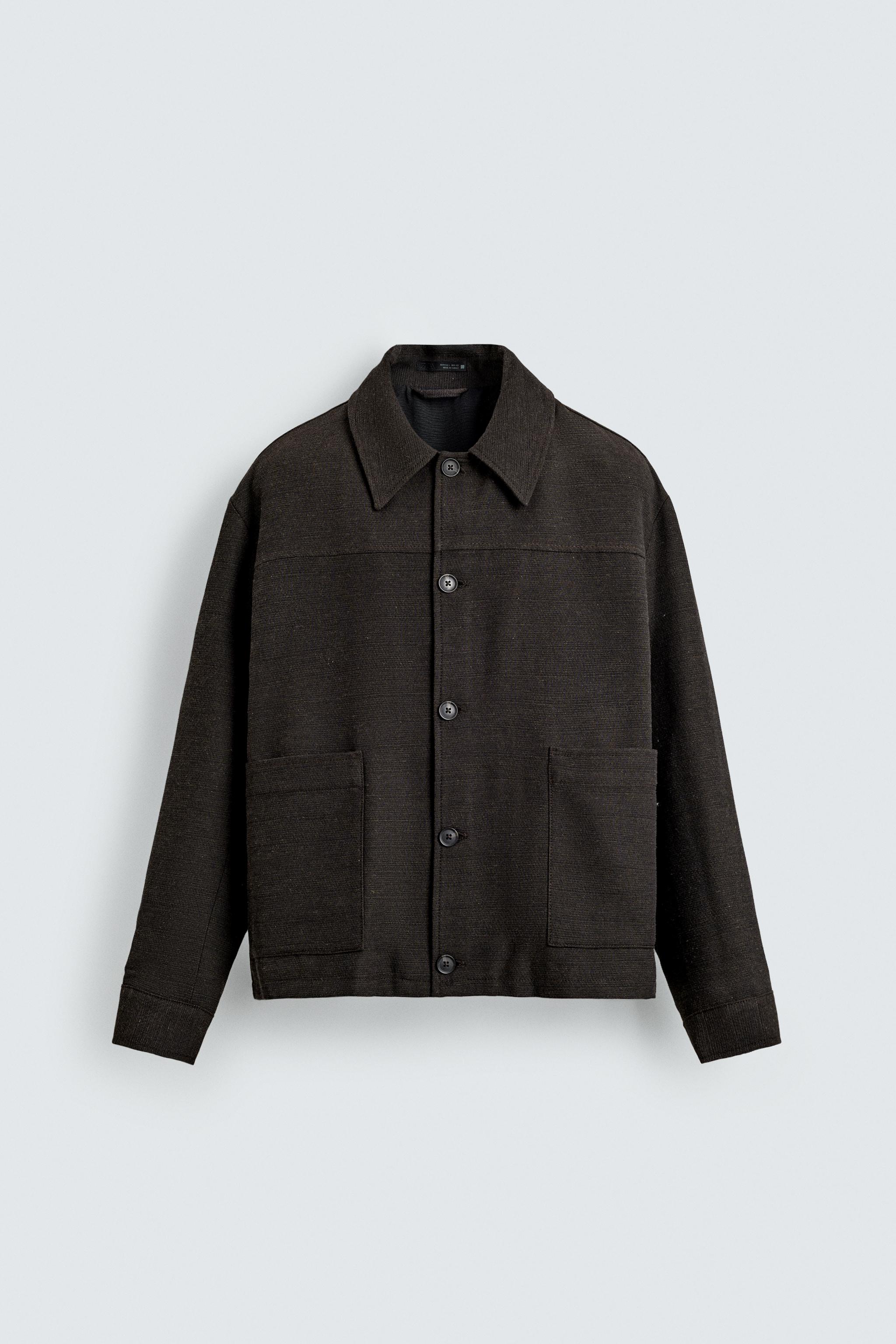 ポケット テクスチャードシャツジャケット - ブラウン | ZARA
