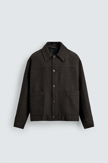 Zara TEXTURED POCKET OVERSHIRT - Brown