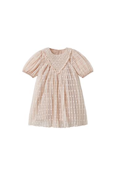 POLKA DOT PLEATED TULLE DRESS