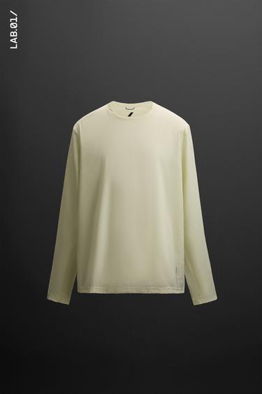 PERFORATED LONG SLEEVE T-SHIRT - Lime by Zara