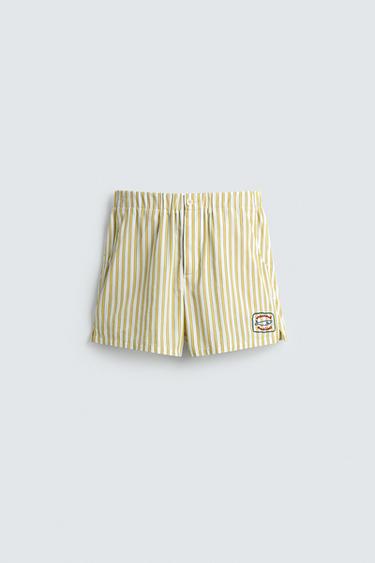 SHORTS RAYAS BORDADO - Amarillo de Zara