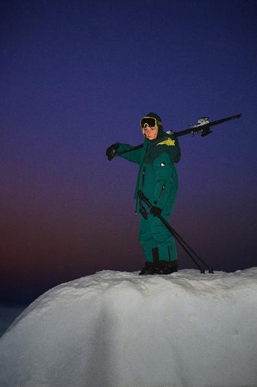 Zara PERJANA JAKNA SA ODVOJIVOM KAPULJAČOM, OTPORNA NA VODU I VETAR, SA KOLORNIM BLOKOVIMA I RECCO® SISTEMOM, SKI KOLEKCIJA – Zelena