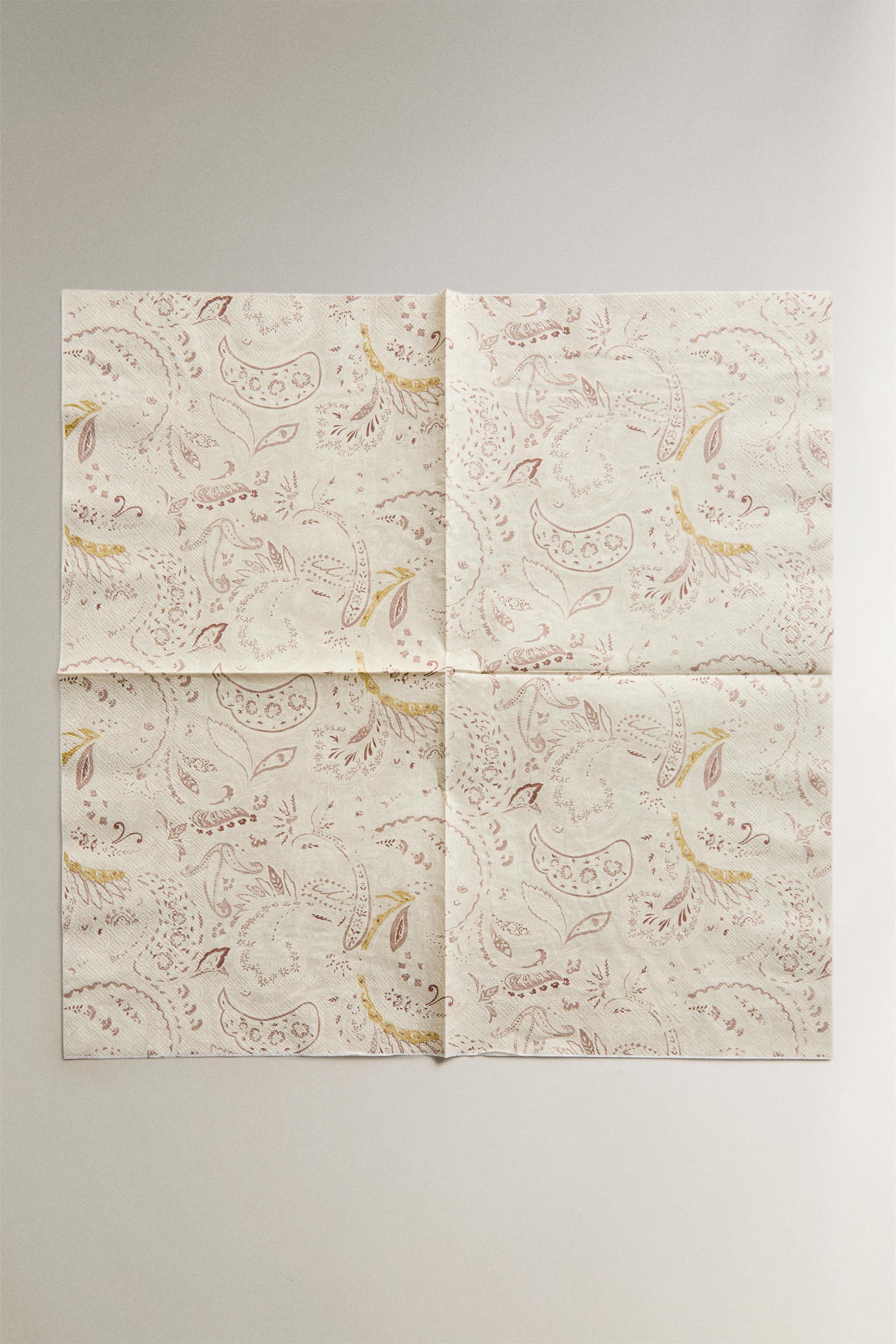 PAISLEY PAPER NAPKIN PACK (PACK OF 20) — Beige