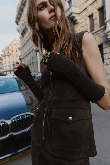 MITAINES LONGUES EN MAILLE - Marron de Zara - Image 2