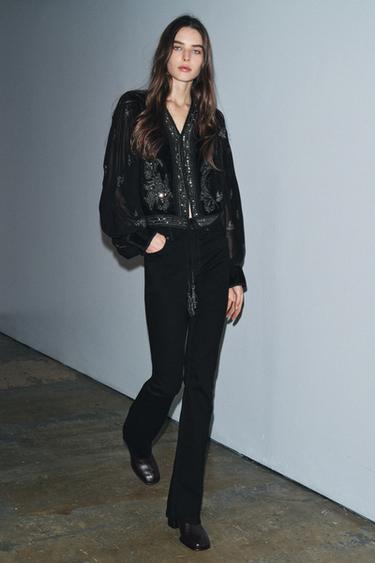 ZW COLLECTION BOOTCUT HIGH-WAIST JEANS - Black by Zara