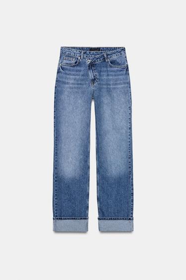 Z.09 STRAIGHT CROSSOVER WAIST HIGH-WAIST FULL LENGTH JEANS - Indigo by Zara
