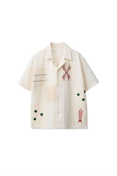 SRAJCA S PAČVORK VEZENINAMI IZ LANA IN BOMBAŽA - Ekru barva od Zare