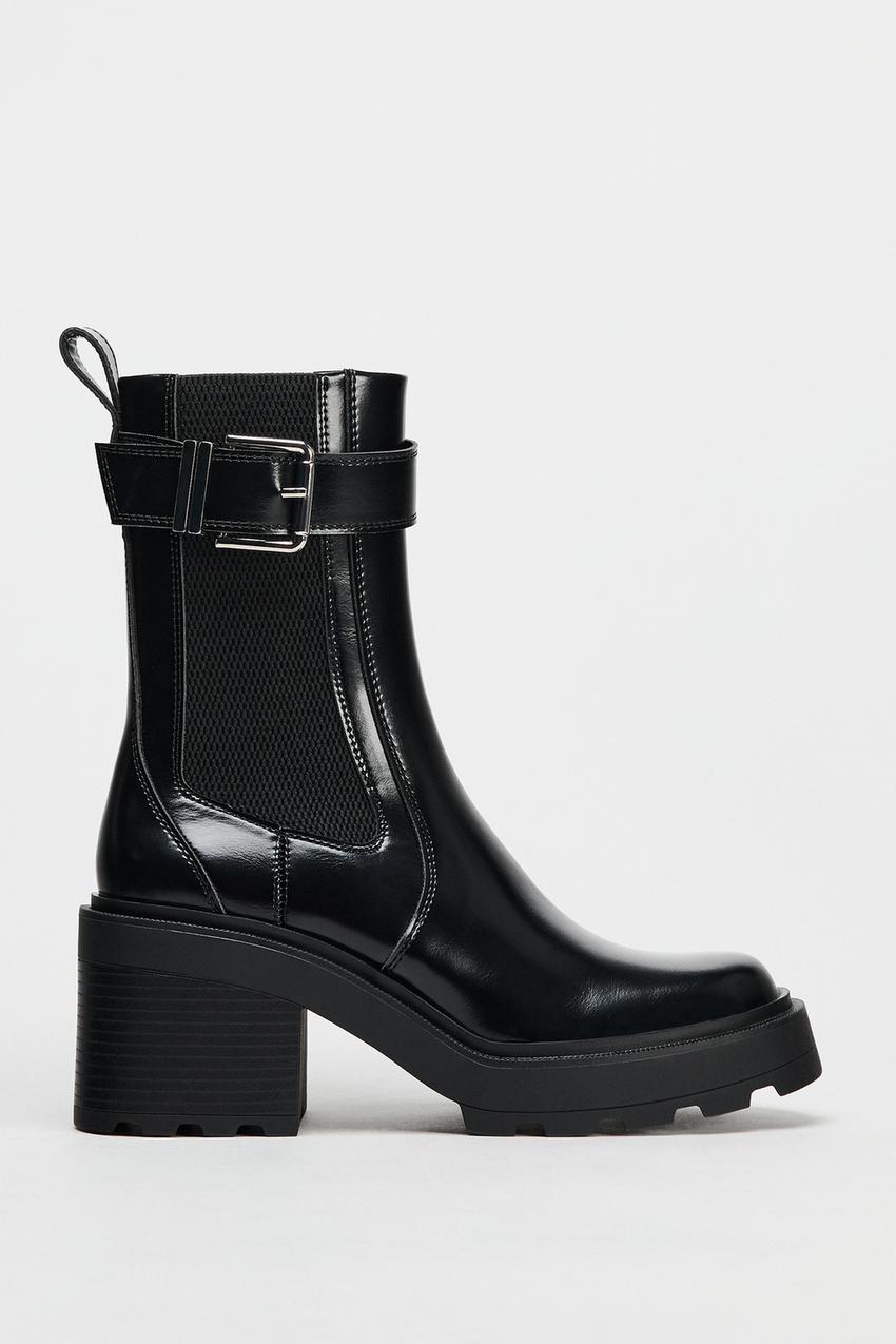 バックル付きヒールショートブーツ - ブラック | ZARA Japan / 日本