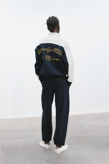EMBROIDERED NUMBER PLUSH TROUSERS - navy by Zara - Image 3