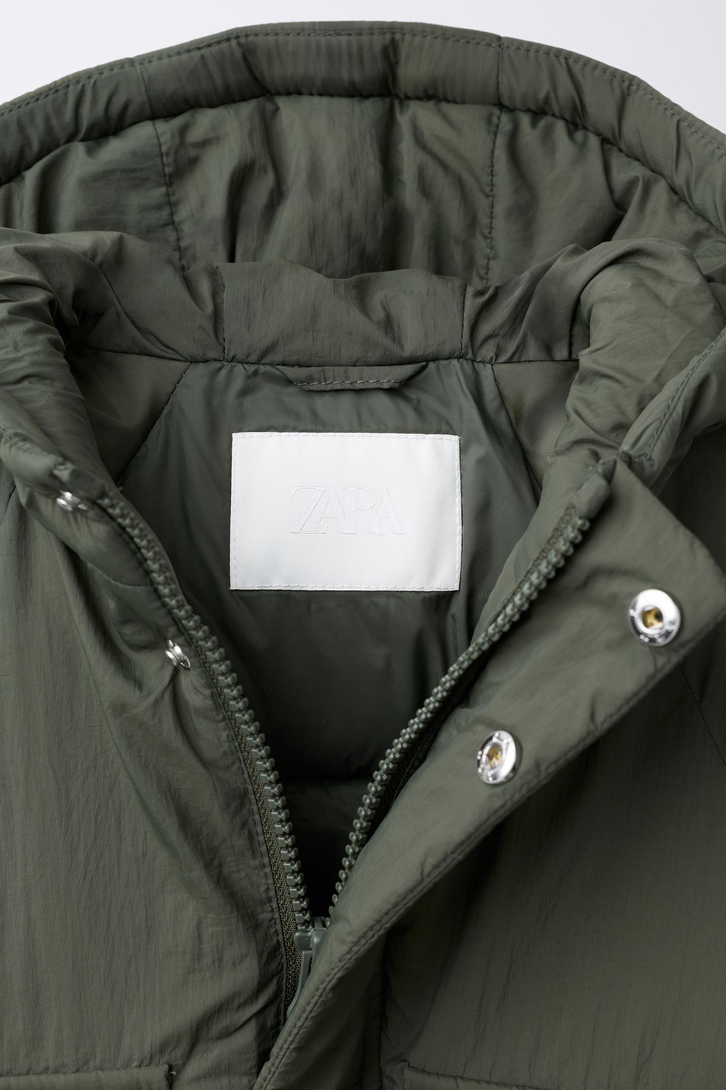 Детская куртка Zara Water-Repellent Nylon, цвет: Тёмный зелёный — фото 3