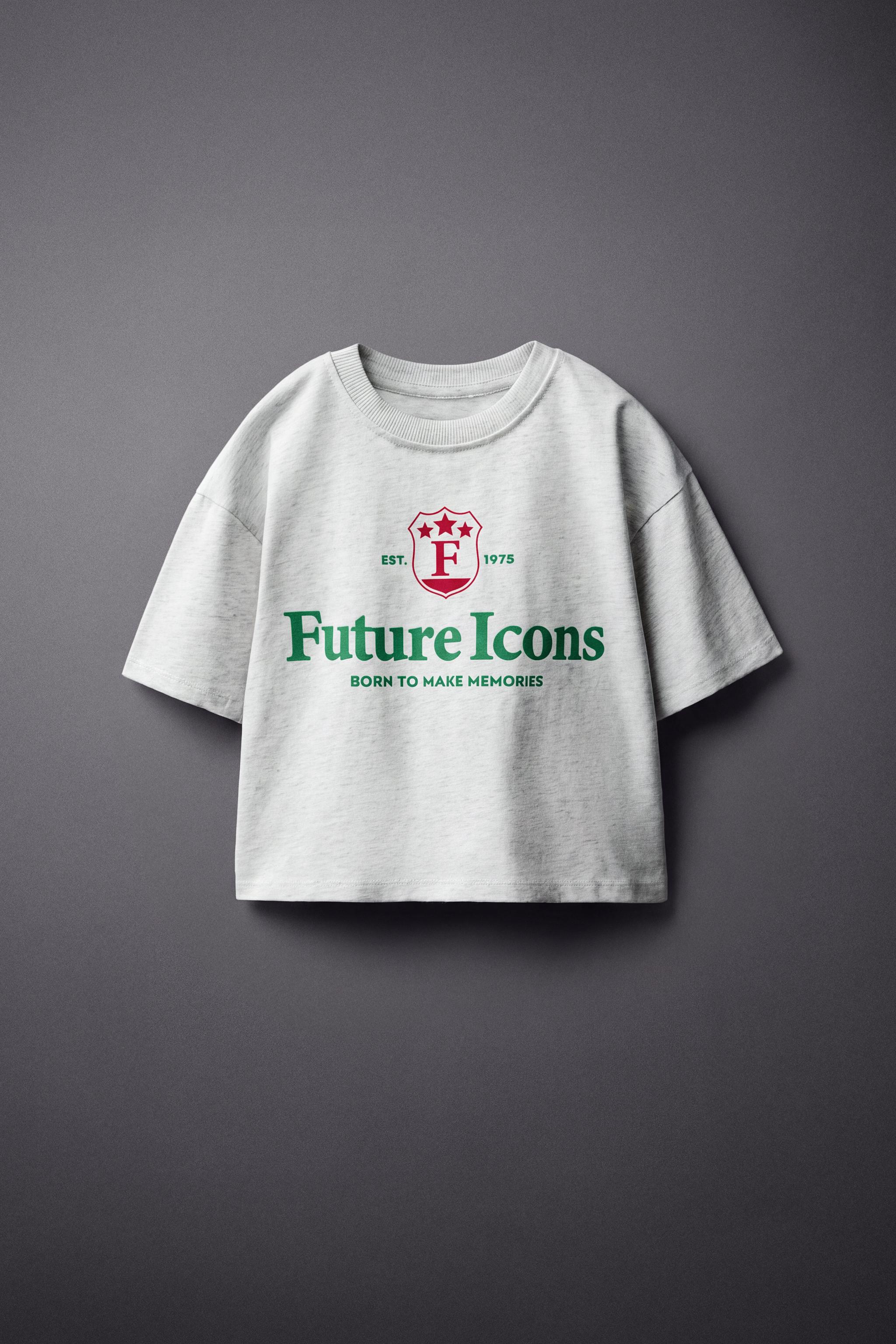 SPORTY PRINTED T-SHIRT — Gray marl
