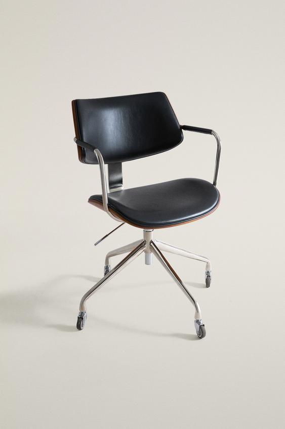 CHAISE DE BUREAU EN CUIR - Noir / Marron de Zara - Image 0