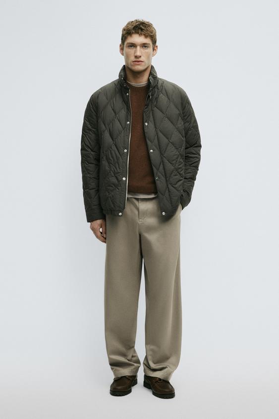 Zara Down jacket with button detail - Khaki - Image 0