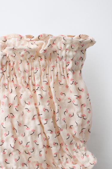 CULOTTE TEXTURÉE À FLEURS - Écru de Zara - Image 4