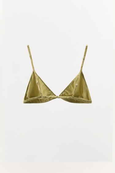 BRALETTE مثلثية بحرير - أخضر فاتح by Zara
