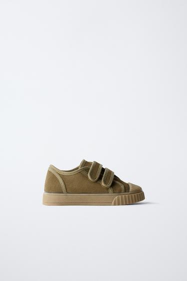 SPLIT SUEDE PLIMSOLLS - Khaki Green by Zara