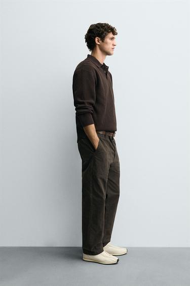 POLO EN MAILLE CHENILLE - Chocolat de Zara - Image 3