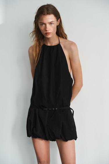 HALTER BALLOON DRESS - Black by Zara - Image 1