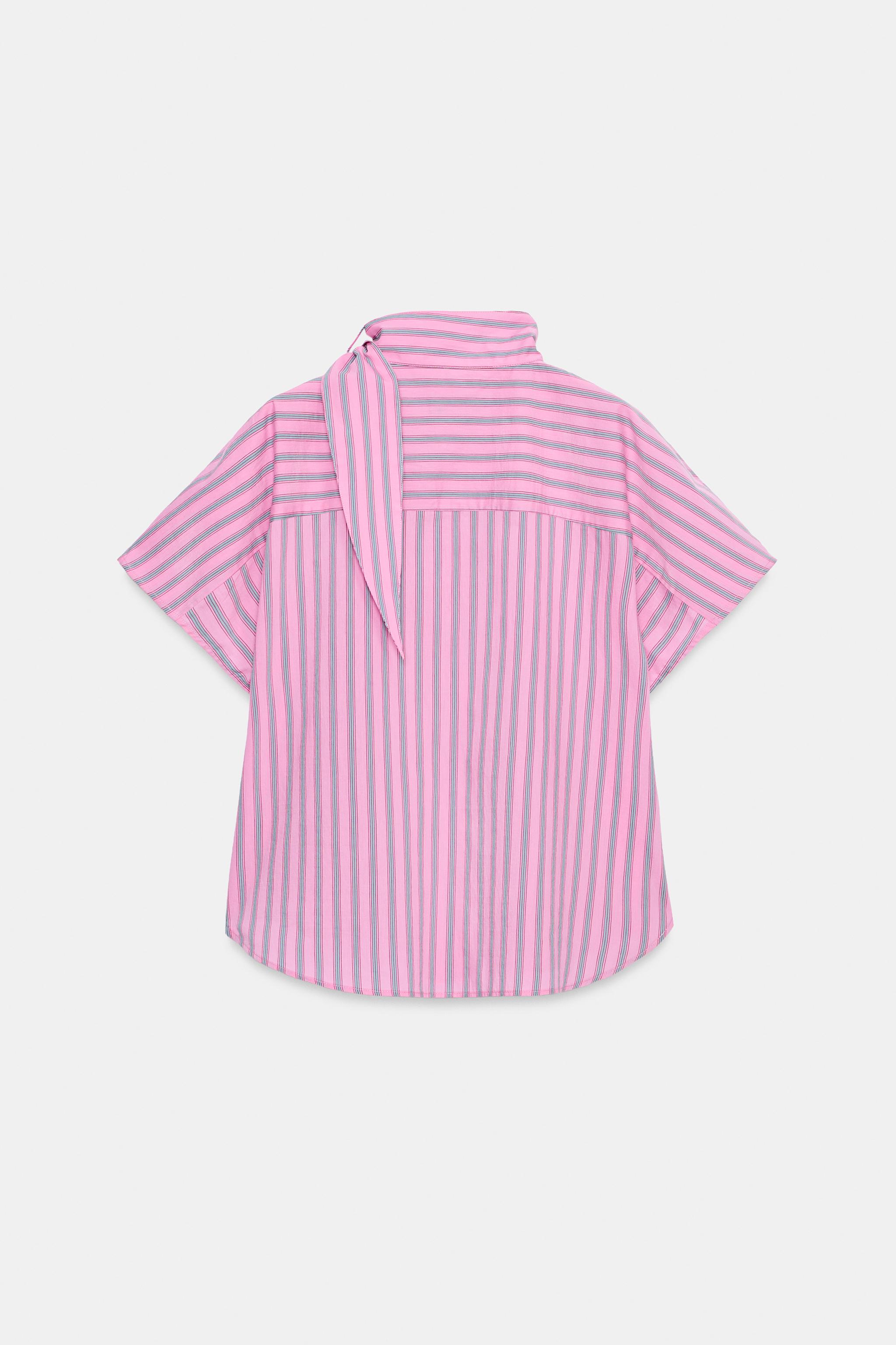 Zara ÇİZGİLİ SÜSLÜ DÜĞMELİ ZW COLLECTION GÖMLEK görsel 6