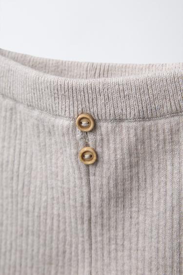 LEGGING CÔTELÉ À BOUTONS - Sable / Chiné de Zara - Image 2