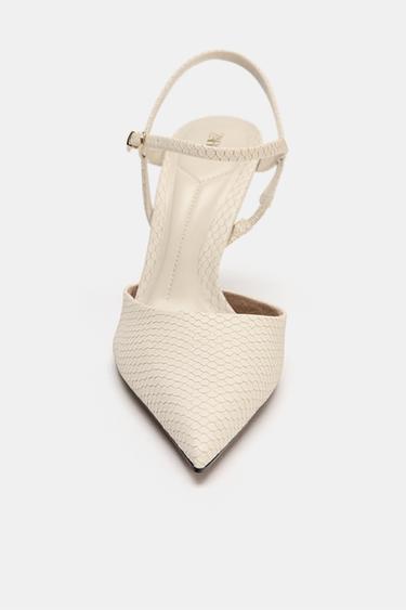 EMBOSSED SLINGBACK SHOES - Ecru White by Zara - Image 4