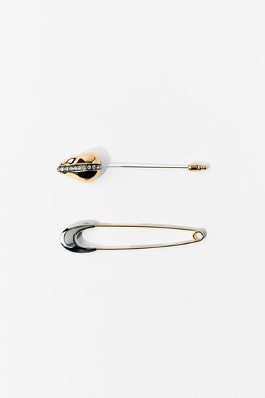 PACK 2 BROCHES COMBINADOS AGUJA BRILLOS - Oro / Plata de Zara