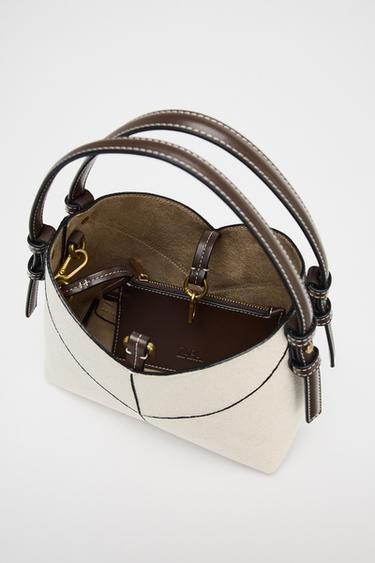 CONTRAST CANVAS MINI TOTE BAG - Ecru by Zara - Image 5
