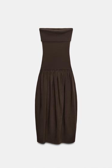 ROBE BANDEAU BIMATIÈRE - Marron de Zara - Image 5