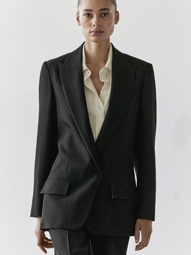 Veste de tailleur en crêpe - Noir de Zara