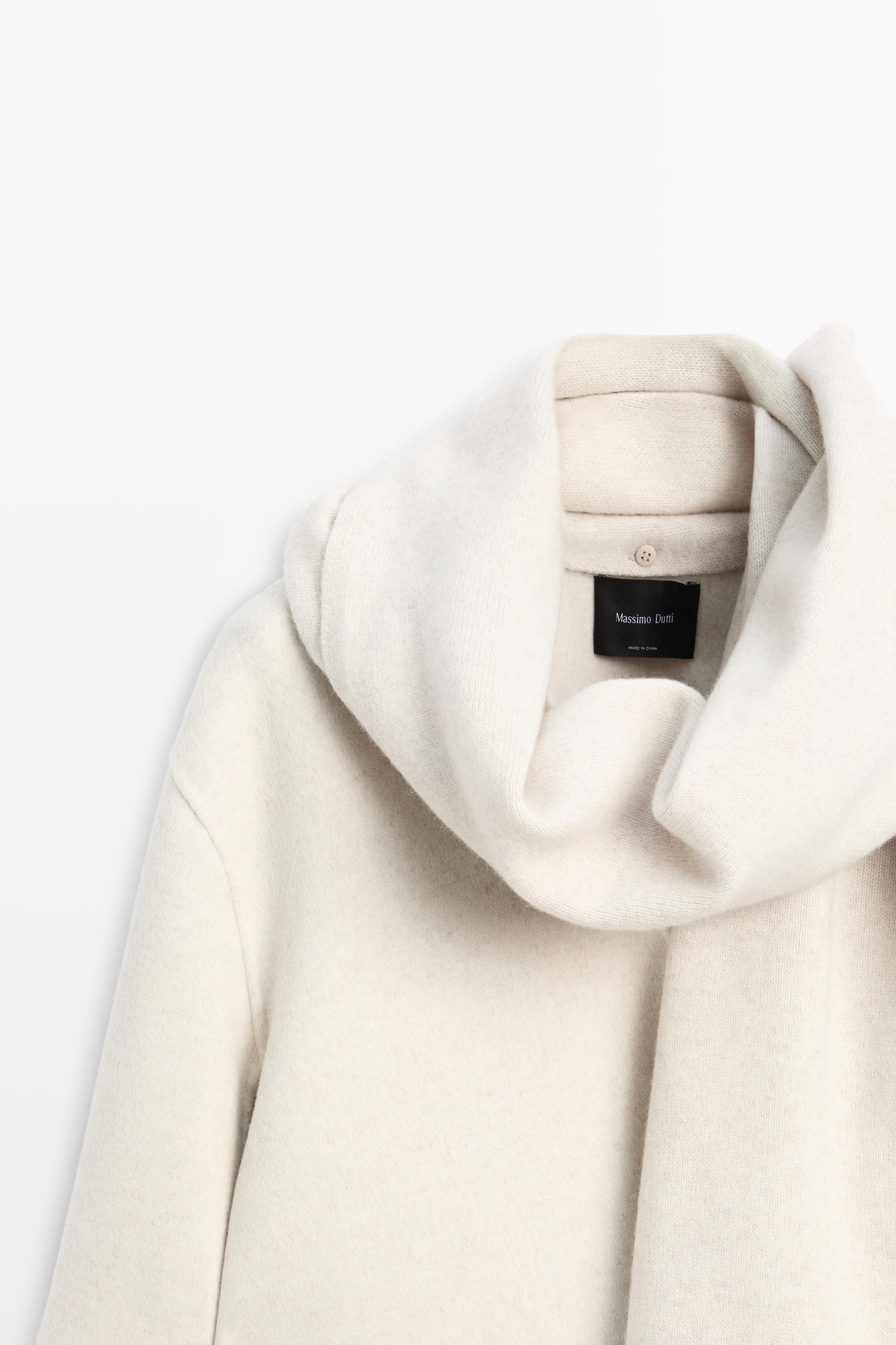 Wool-blend coat with scarf detail