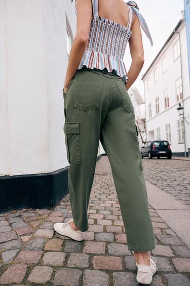PANTALON CARGO TAILLE NORMALE - Kaki de Zara - Image 3