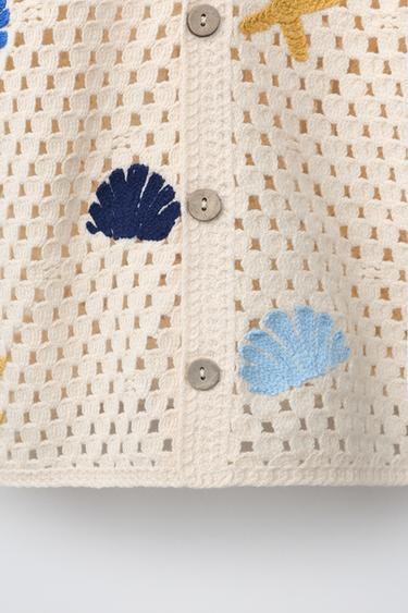 CROCHET KNIT SHIRT WITH MARINE MOTIFS - Multicoloured by Zara - Image 3