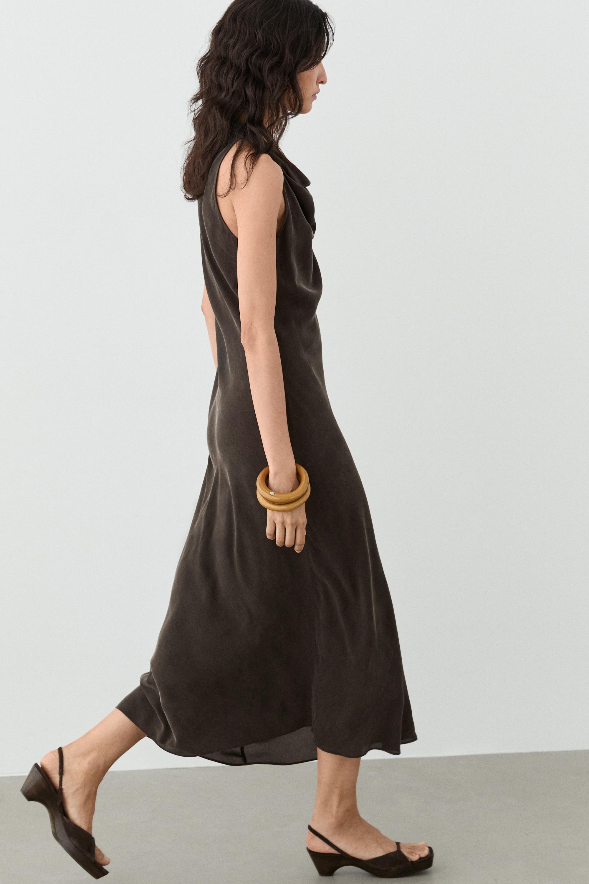 Midi dress with cowl neckline