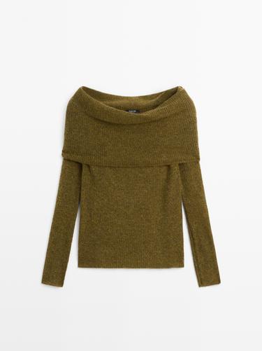 Pull en maille épaules dénudées - Vert moyen de Zara