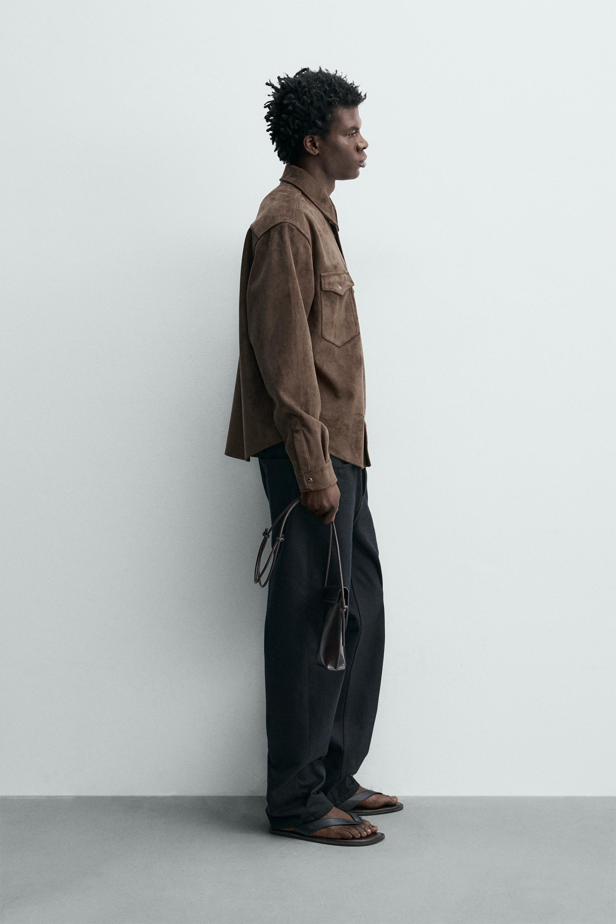 REGULAR FIT FAUX SUEDE OVERSHIRT