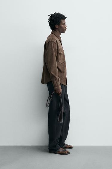 SURCHEMISE REGULAR FIT EFFET DAIM - Marron de Zara - Image 3